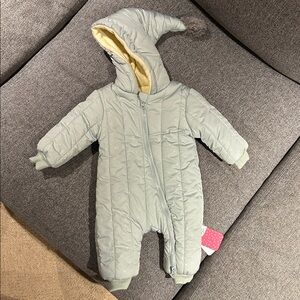 PatPat Quilted Baby Snowsuit in Light Green